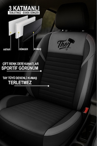 Naz Oto Thor Tay Tüyü Oto Koltuk Kılıfı Renault-fluence-megan 1-2-3-clio-symbol-taliant-toros Uyumlu Gri
