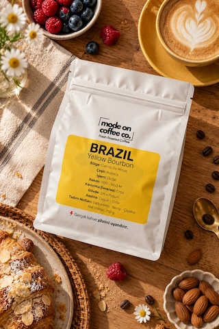 Brazil Yellow Bourbon Filtre Ve Espresso Kahve 200 Gr %100 Arabica Doğal - Espresso Makinesi İçin Öğütülmüş