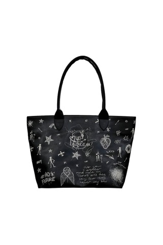 Dogo Kadın Vegan Deri Siyah Omuz Çantası - Lost Dream Black Tasarım Multicolor