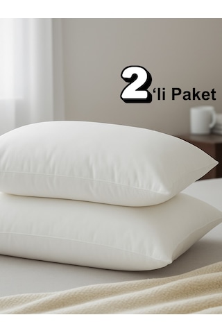 Beylini 2'li 600 Gr Pamuklu Silikon Yastık Yumuşak Rahat Antialerjik Makinede Yıkanabilir Pürüzsüz Yastık 50x70cm Beyaz