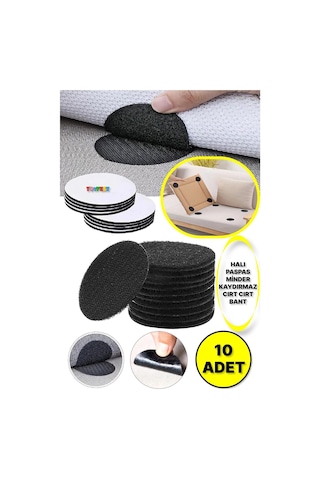 Halı Paspas Sandalye Minderi Merdiven Halısı Kaydırmaz Sabitleme Yapışkanlı Cırt Cırt Bant - 10 Adet