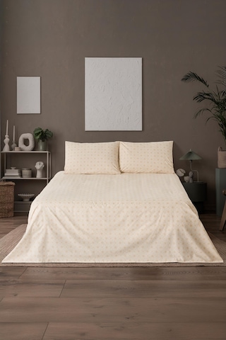 Mix & Match Noelle %100 Pamuk Çift Kişilik Çarşaf Seti Bej