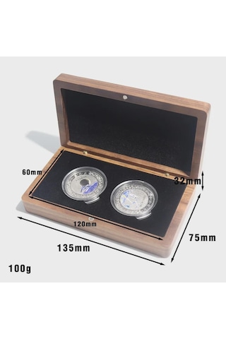 "vintage Çift Madeni Para Hatıra Madalya Saklama Kutusu - Antik Madeni Para Rozetleri İçin Siyah Ceviz Hediye Kutusu" Diğer