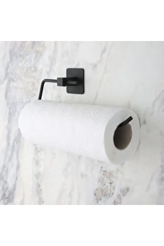 Ollevra Kendiliğinden Yapışkanlı Siyah Paslanmaz Metal Rulo Havluluk Aparat Siyah