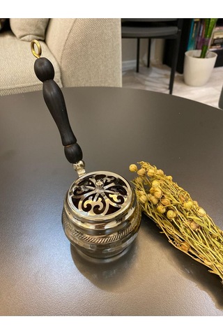 Gümüş Renkli Topak Bakır Tütsülük Üzerlik Otu Hediyeli