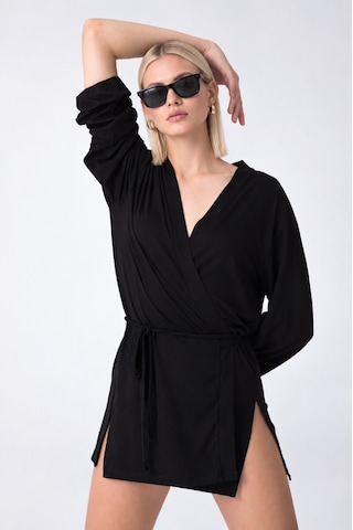 Cloudymood Kadın Siyah Kuşaklı Ultra Soft Kimono Siyah - 924380525 Siyah