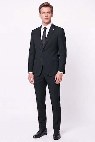 Efor Slim Fit Mono Yaka Çift Yırtmaç Yünlü Siyah Takım Elbise Tk 949