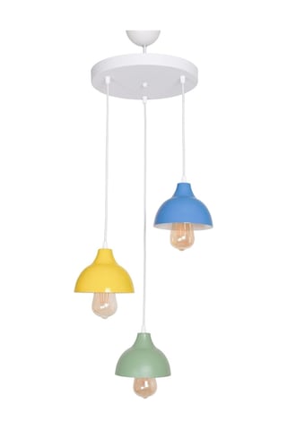 Fer Avize Kinder Modern Tasarım Salon - Mutfak - Çocuk Odası Mavi Sarı Yeşil Renk Sarkıt 3 Lü Avize Genel