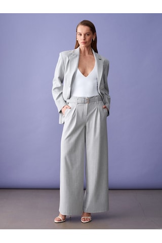 Dilvin 72682 Kemerli Pileli Pantolon-gri
