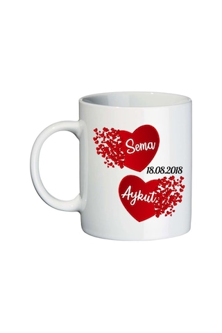 Evlilik Yıldönümü Hediyesi Isimli Ve Tarihli Kupa Bardak
