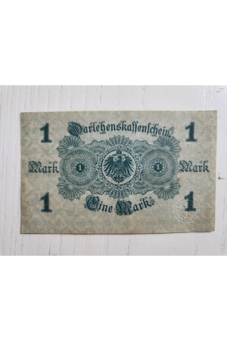 1914 Tarihli Alman 1 Mark. Orijinal Dönemine Ait