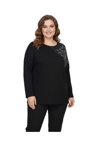 Wearon Kadın Siyah Sıfır Yaka Taşlı Bluz Bgl-st05156 Siyah