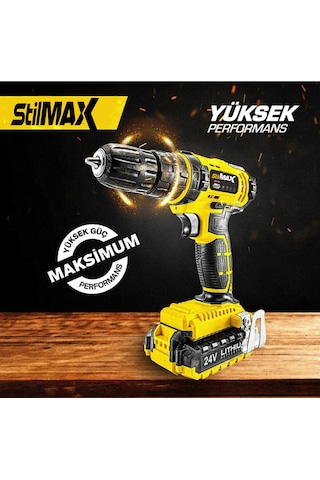 Stilmax STM1069 24V 5 Ah Li-ion Çift Akülü Darbeli Matkap Vidalama + 24 Parça Set
