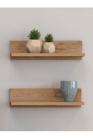 Umg Mobilya 2 Adet Duvar Rafı, Mutfak Rafı, Kitaplık Rafı, Baharatlık Rafı, Raf Meşe