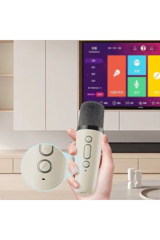 Ximistore9 Taşınabilir Bluetooth Karaoke Makinesi: 2 Kablosuz Mikrofon, Led Işık, Bas/tiz Ayarı, Tf Kart, Usb Ve Aux Bağlantı, Çocuklar Ve Yetişkinler İçin.