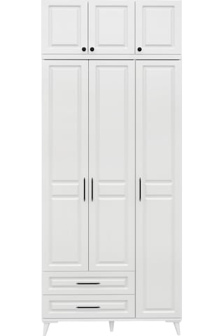 GuneyStore Gözde 3 Kapaklı Yüklüklü Komple MDF Beyaz Gardırop