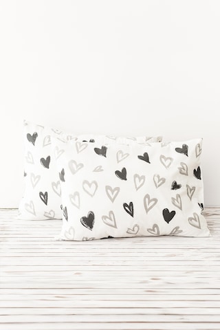 Soley Mix & Match Lover %100 Pamuk 2'li Yastık Kılıfı Seti Beyaz