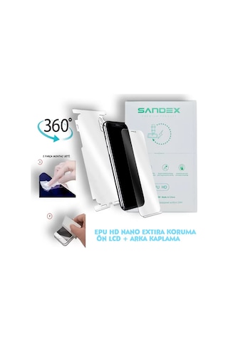 Vivo X80 Pro Uyumlu Nano Ön Ekran + Full Arka Kaplama Set 360 Koruma Esnek İnce - Sandex - Epu Hd