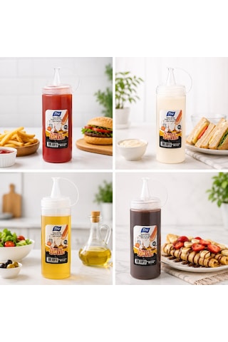 Titiz 400 Ml Sos Şişesi Sıkma Sosluk Ketçap Mayonez Yağ Ve Krepler İçin Beyaz