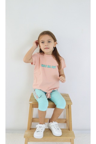 Kız Çocuk Kaprili Kısa Kollu Yazlık Basic Takım 2-5 Yaş 001
