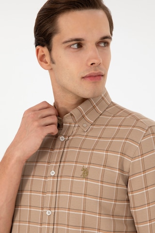U.s. Polo Assn. Erkek Kum Gömlek Desenli 50296615-vr085 Kum