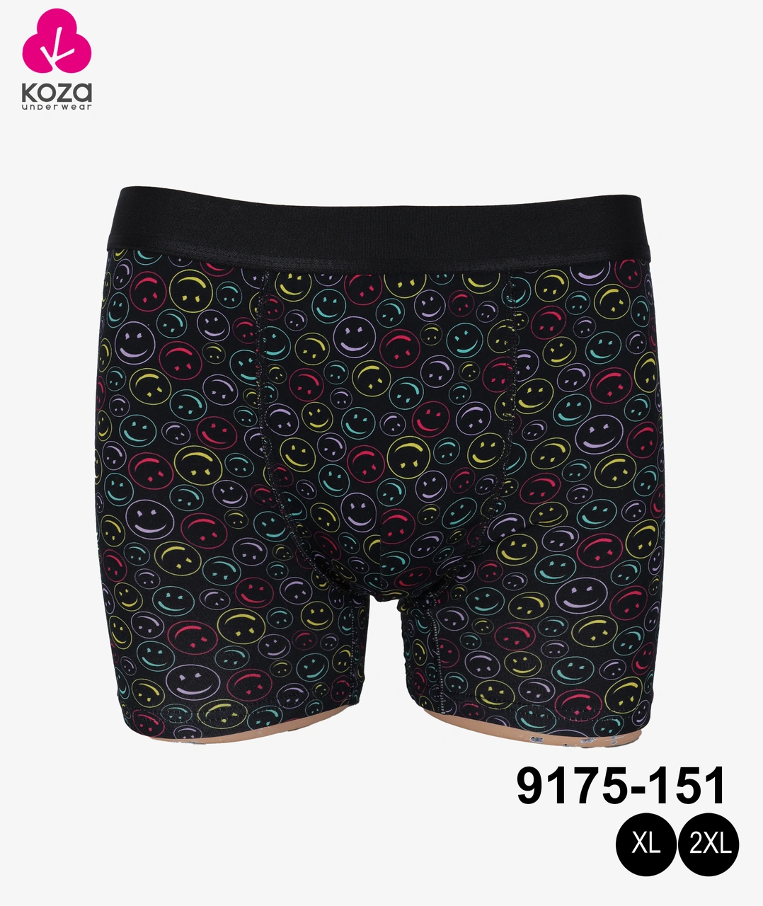 Koza İç Giyim Erkek Tekli Desenli Pamuklu Boxer 9175 Siyah - Sarı