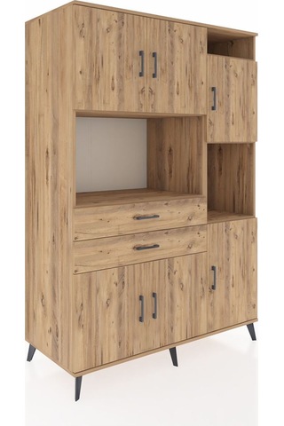 Kronos Dolap 9 Raflı 2 Çekmeceli 6 Kapaklı 132x59x195 Çam-çam/çam Atlas Çam/atlas Çam - Atlas Çam