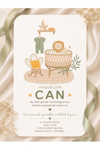 1000 Adet Ekonomik Baby Shower Davetiyesi Ve Zarf 020-027