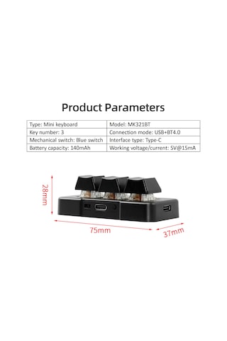 Lemestar Mk321bt 3 Tuşlu Mini Mekanik Klavye - Usb/bt Çift Bağlantı, Oyun Ve Ofis Kullanımı İçin