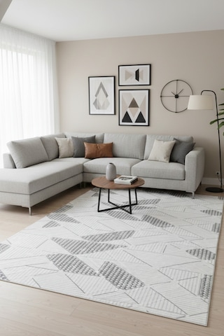 Salon Halısı 6023 Kahve Kaymaz Taban Yıkanabilir Leke Tutmaz Özel Ölçü Dekoratif Gri - 844312060 Gri