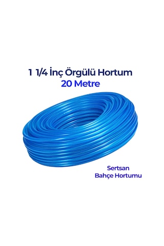 Örgülü Su Hortumu 1 1/4 İnç 20 Metre Mavi Dayanıklı Bahçe Hortumu