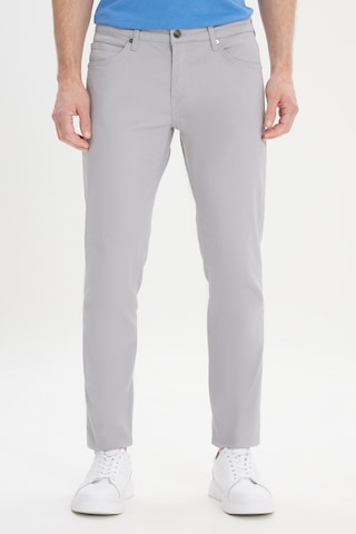 AC&Co / Altınyıldız Classics 360 Derece Her Yöne Esneyen Slim Fit Dar Kesim Diyagonal Desenli Erkek Pantolon Gri