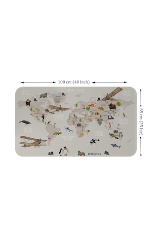 Eğitici Dünya Haritası Dünya Atlası Çocuk Ve Bebek Odası Duvar Sticker-60x105-3797 Çok Renkli