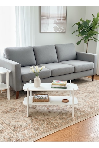 Şık Ve Kullanışlı Beyaz Düz Salon Orta Sehpası 80 30 47 Beyaz