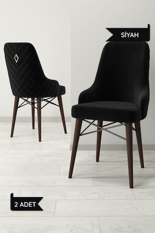 Ege Serisi,ceviz Gürgen Ayaklı 1.sınıf Babyface Kumaş Kahve Sandalye 2 Adet Siyah