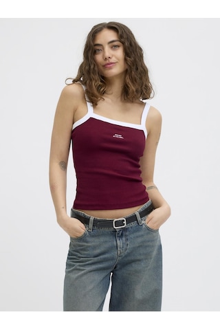 Streç Kalip Nakis Islemeli Kare Yaka Bluz - Fifi - 12276337 Cabernet