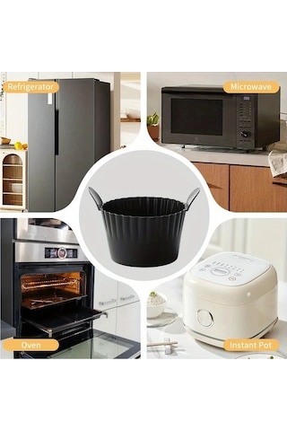 Trendooze 3 Bölmeli Siyah Kalın Mikrodalga Fırın Kek Kalıbı Yumurta Pişirme Kabı Seti