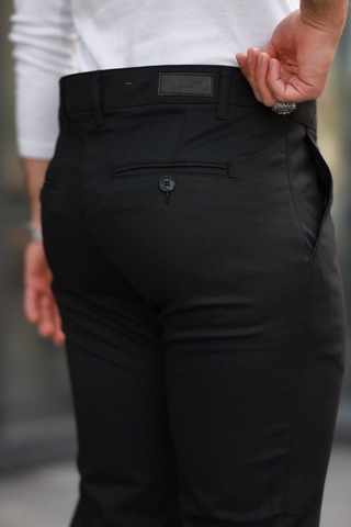 Erkek Dokuma Kumaş Pantolon Siyah