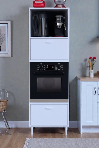 Eliusta Luno 2 Kapaklı Modüler Dolap Fırın Dolabı 60x185,9x56 Cm Geniş Kapasiteli Saklama Dolabı Beyaz