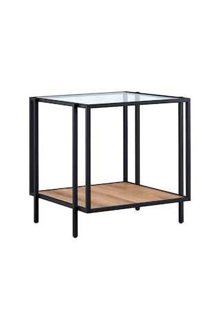 Adeline Siyah Metal Cam&ahşap Yan Sehpa