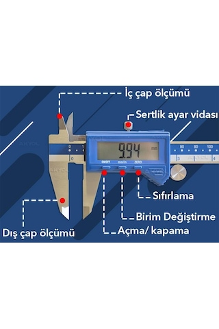 Dasqua 150Mm Dijital Kumpas 0.01Mm/0.0005"
