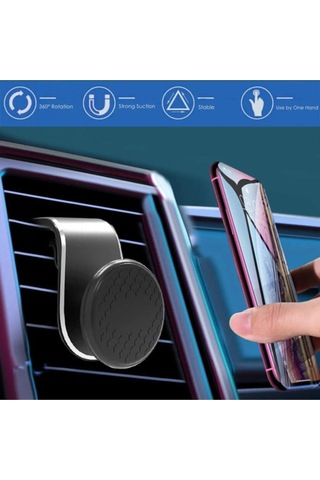 Rotary 360 Mıknatıslı Havalandırma Araç Telefon Tutucu L Tipi 1-black