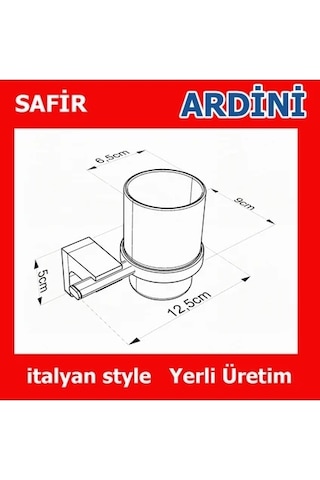 Safir Diş Fırçalık Krom Çok Renkli