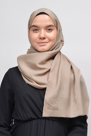 Altobeh Kadın Düz Renk Pırıltı Simli Tesettür Shawl Parlak Abiye Şal - Açık Vizon