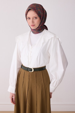 Klasik Desen İpek Twill Eşarp - 2026 İlkbahar-yaz T 4328 Füme
