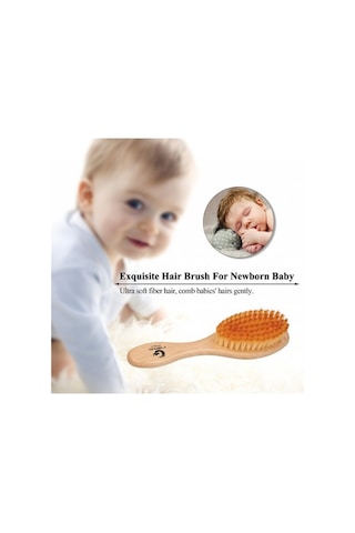 Flybuy Ve Tarağı Saç Mufunye İçin Hassas Fırçası Fiber Bej-turuncu Bebek Ahşap - Zp