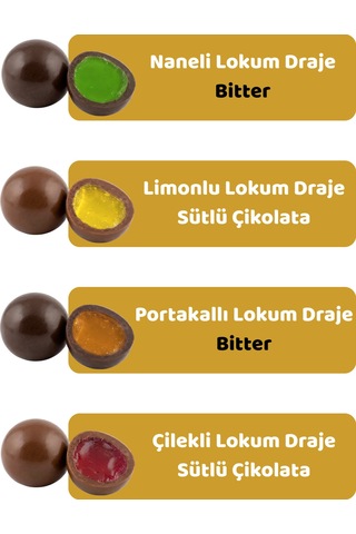 Karışık Aromalı Lokum Draje Limon, Çilek, Portakal, Nane 500 Gr
