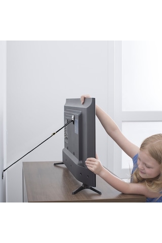 Portakal Safety Eşya Tv Sabitleme Deprem Güvenliği Kayışı Metal Başlıklı Siyah