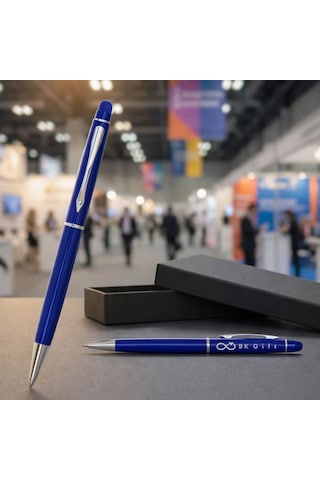 Bk Kurumsal Promosyon 1022 Metal Lacivert Touchpen Kalem 10 Adet Lazer Baskılı Logolu Tükenmez Kalem