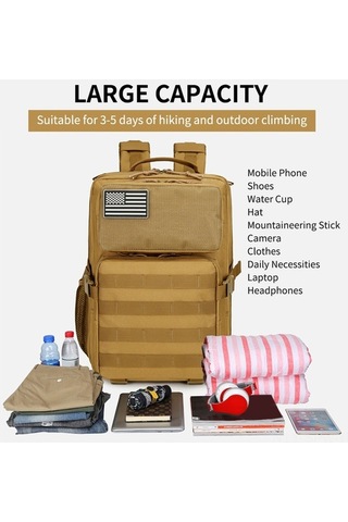 Didadodo Büyük Kapasiteli Çok Amaçlı Kamp Sırt Çantası - Hızlı Açılış Outdoor Ve Günlük Kullanım Haki Haki